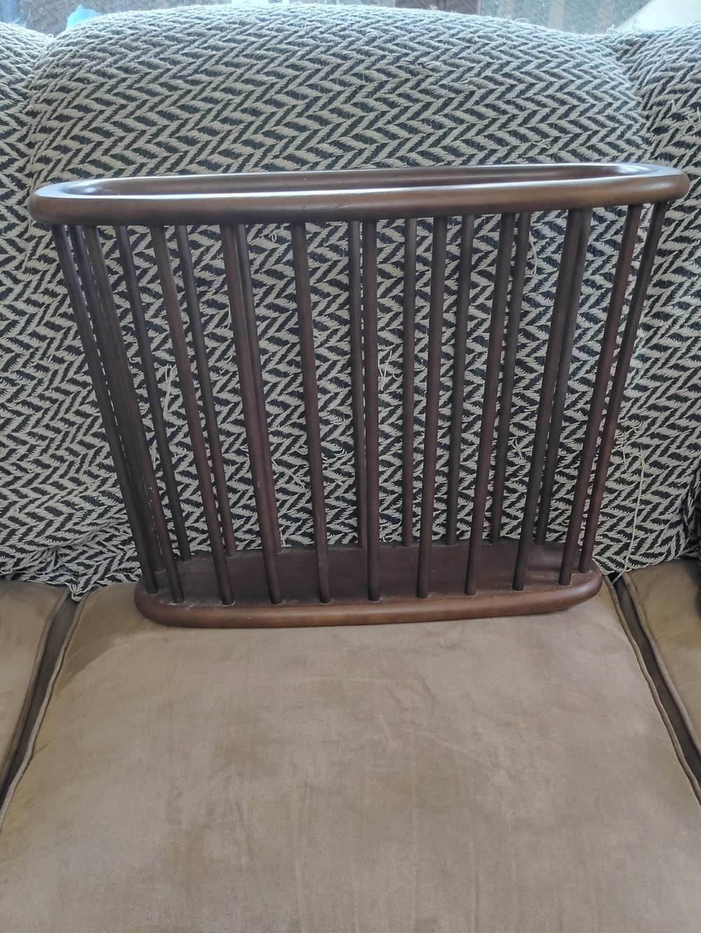 Solid Wood Mid century Spindled Large Album Or Magazine Holder